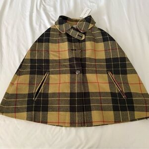 NWT Wool Plaid Cape with Buckle Detail 4Y